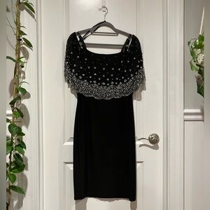 Roz & Ali Black Dress with Silver and Pearl Beading